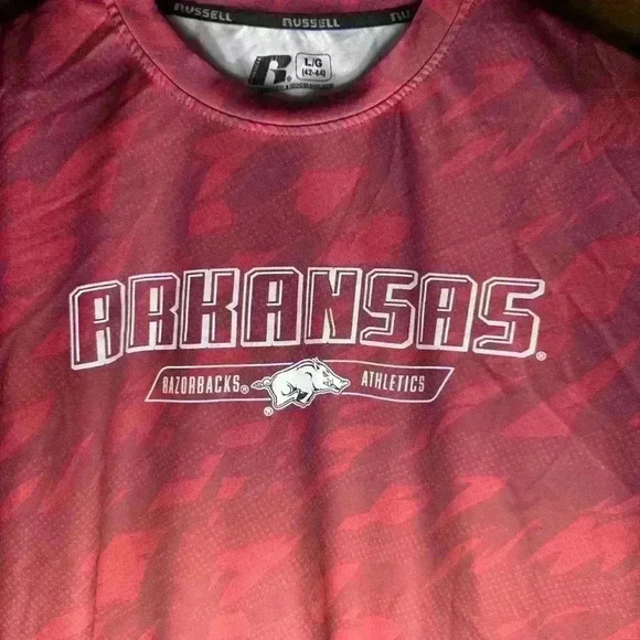 Arkansas Razorbacks Men's Russell T-Shirt / Size Large / Red & White - Picture 13 of 15